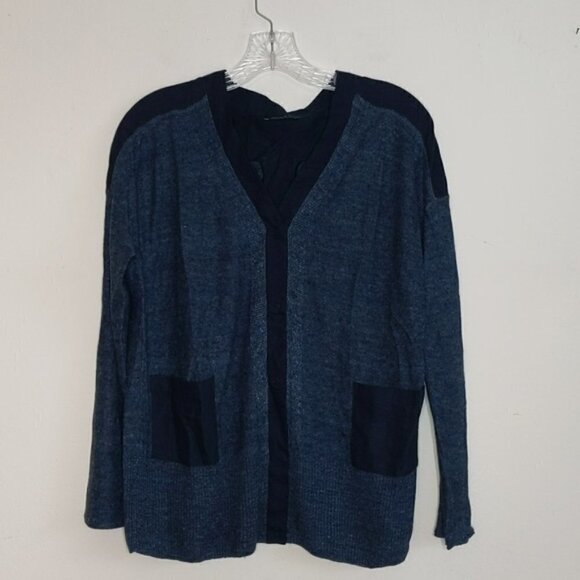 Lafayette 148 Linen V Neck Cardigan Sweater - Picture 1 of 4